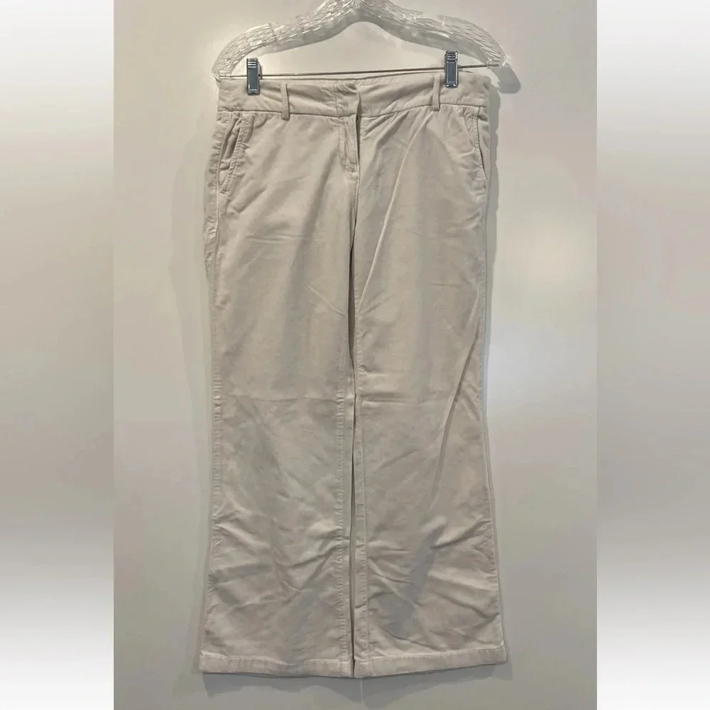 J.‎ Crew Ivory Plush Velvet Pants Boot Cut Womens Size 2